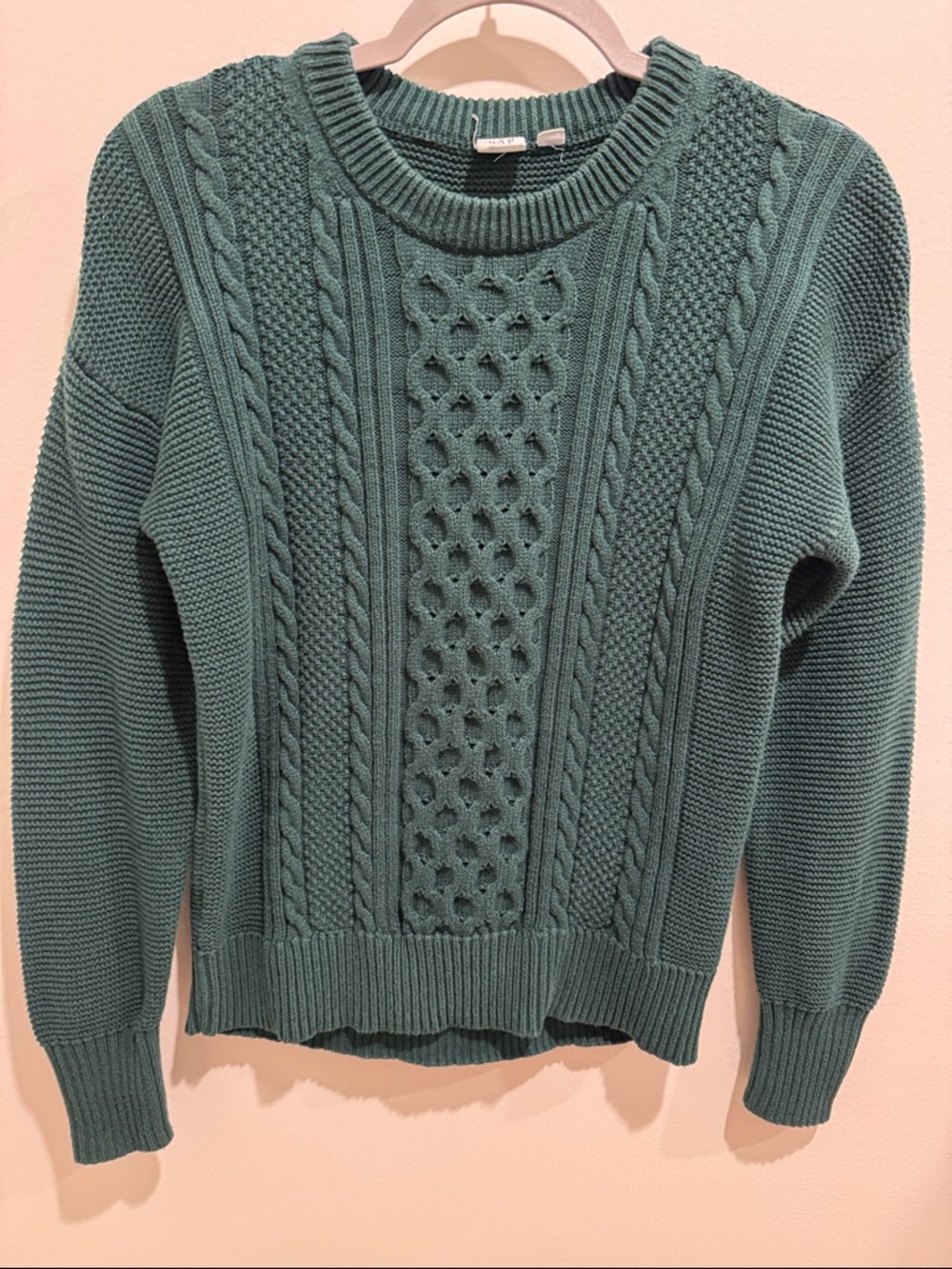 Textured Cable Knit Sweater in Teal